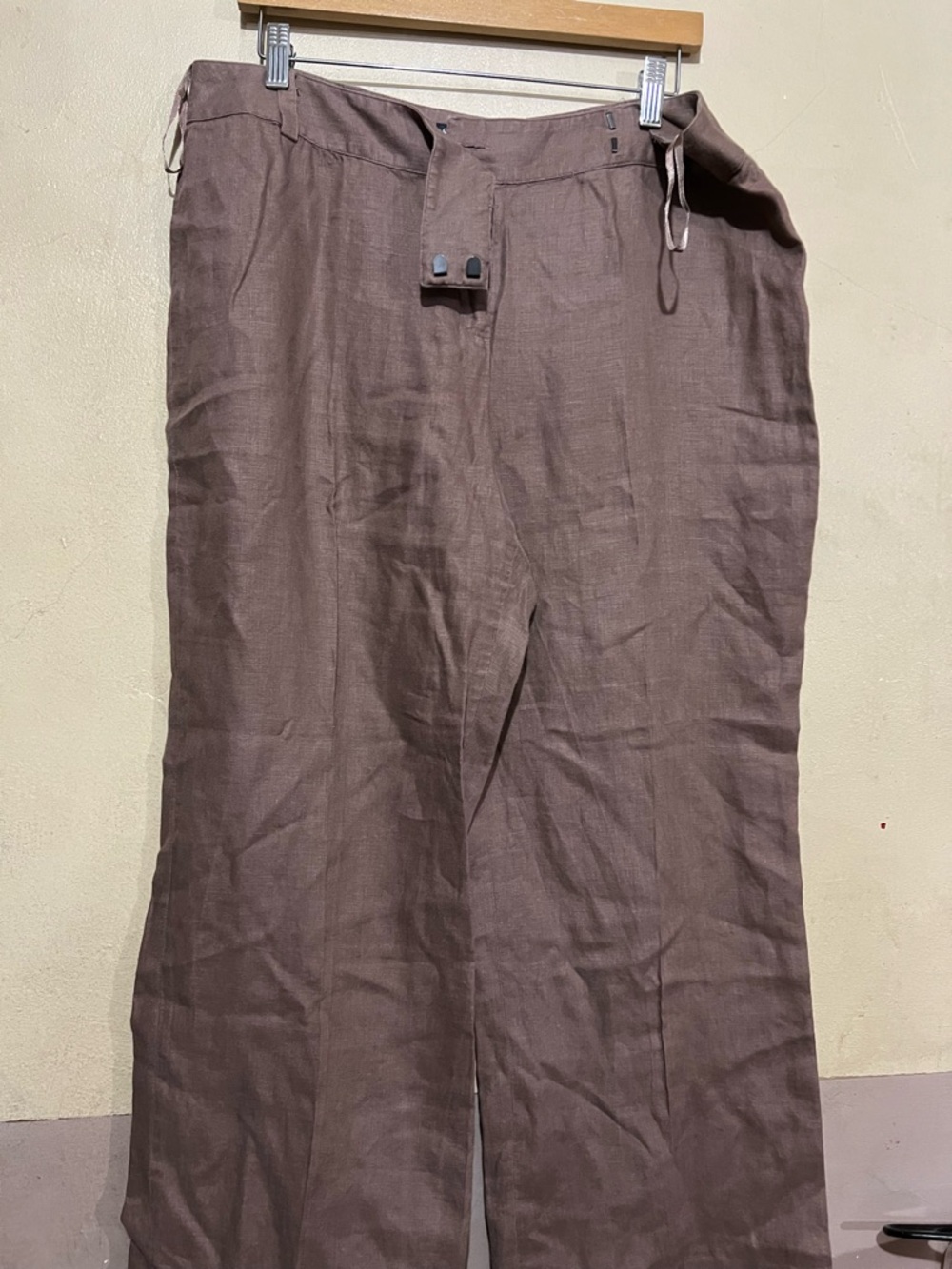 Style & Co. Wide-Leg Linen Blend Chinos in Brown
